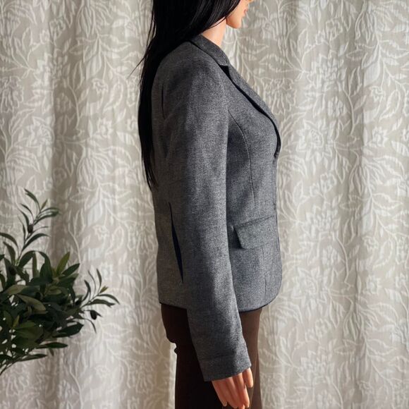 GAP The Academy Blazer Gray Navy Corduroy Elbow Patches Dark Academia Size 2 - Picture 4 of 8